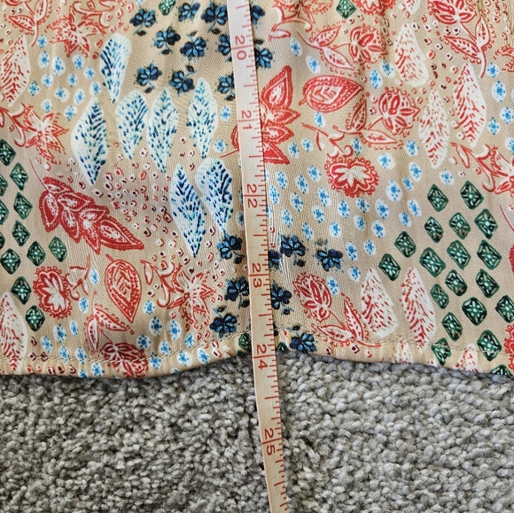 LOFT Floral Cinched Sleeves Split Tie Neck Relaxed Fit Top, Small, Multicolor - Picture 10 of 11